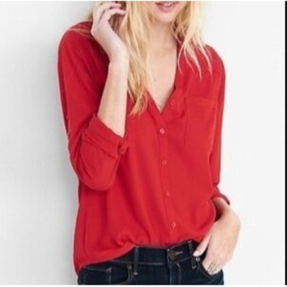 Express Portofino Long Sleeve Dress Shirt Red S